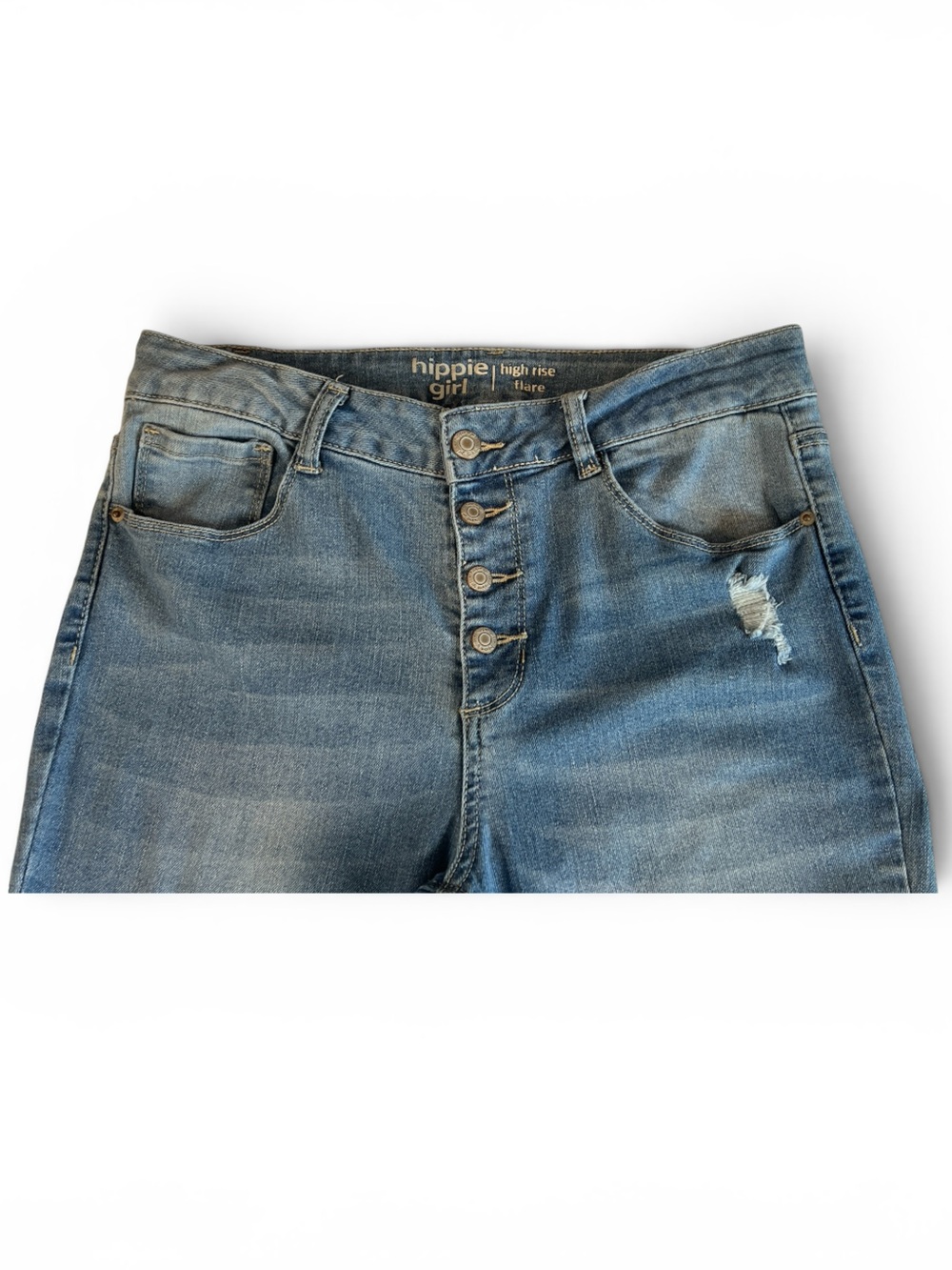 Hippie Girl Jeans Size 16 Blue Denim High Rise Flare Girls Jeans - Picture 4 of 6